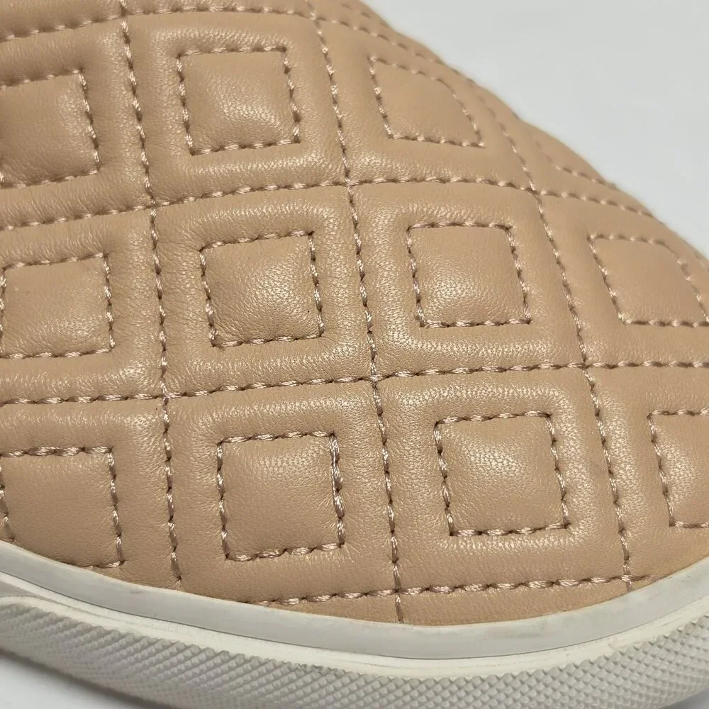 TORY BURCH Jesse Quilted Blush Nude Leather Slip On Sneakers Women's Size 9.5 M